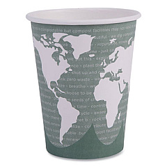 Eco-Products World Art Renewable and Compostable Hot Cups, 12 oz, Paper, Sage, 50/Pack, 20 Packs/Carton (EPBHC12WA)