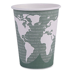 Eco-Products World Art Renewable and Compostable Hot Cups, 12 oz, Paper, Sage, 50/Pack (EPBHC12WAPK)