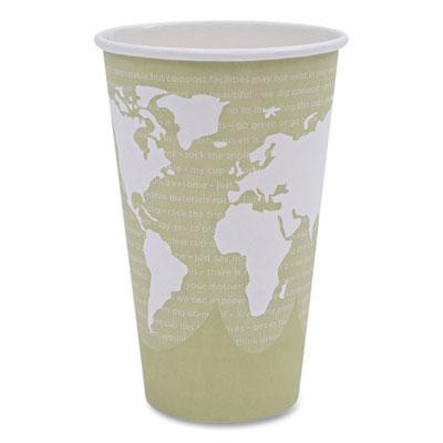 Eco-Products World Art Renewable and Compostable Hot Cups, 16 oz, Paper, Tan, 50/Pack, 20 Packs/Carton (EPBHC16WA)