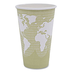Eco-Products World Art Renewable and Compostable Hot Cups, 16 oz, Paper, Moss, 50/Pack (EPBHC16WAPK)