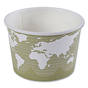 Eco-Products World Art Renewable and Compostable Food Container, 16 oz, 4.05" Diameter x 3" h, Sage, Paper, 25/Pack, 20 Packs/Carton (EPBSC16WA)