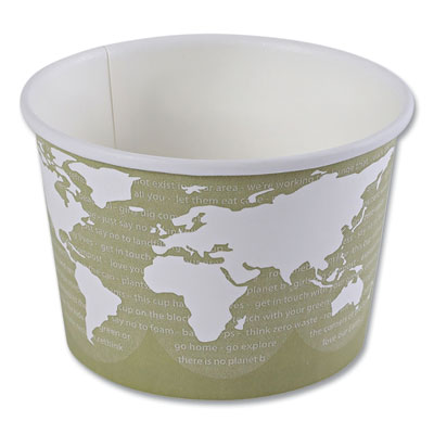 Eco-Products World Art Renewable and Compostable Food Container, 16 oz, 4.05" Diameter x 3" h, Sage, Paper, 25/Pack, 20 Packs/Carton (EPBSC16WA)