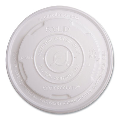 Eco-Products World Art PLA-Laminated Soup Container Lids, For 12 oz to 32 oz Containers, White, Plastic, 50/Pack, 10 Packs/Carton (EPECOLIDSPL)