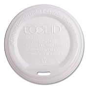 Eco-Products EcoLid Renewable/Compostable Hot Cup Lids, Fits 10 oz to 20 oz Hot Cups, Plastic, White, 50/Pack, 16 Packs/Carton (EPECOLIDW)