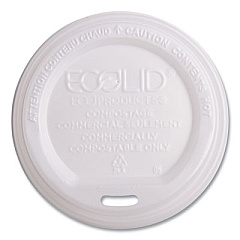 Eco-Products EcoLid Renewable/Compostable Hot Cup Lids, Fits 10 oz to 20 oz Hot Cups, Plastic, White, 50/Pack, 16 Packs/Carton (EPECOLIDW)