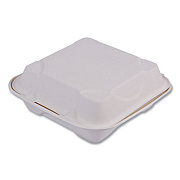 Eco-Products Vanguard Renewable and Compostable Sugarcane Clamshells, 8 x 8 x 3, White, 200/Carton (EPHC81NFA)