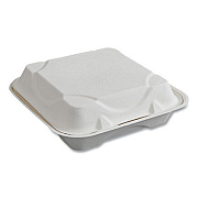 Eco-Products Vanguard Renewable and Compostable Sugarcane Clamshells, 9 x 9 x 3, White, 200/Carton (EPHC91NFA)