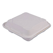 Eco-Products Vanguard Renewable and Compostable Sugarcane Clamshells, 3 Compartments, 9 x 9 x 3, White, 200/Carton (EPHC93NFA)