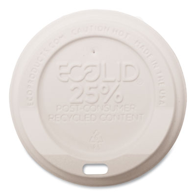 Eco-Products EcoLid 25% Recycled Content Hot Cup Lid, Fits 8 oz Hot Cups, Plastic, White, 100/Pack, 10 Packs/Carton (EPHL8WR)