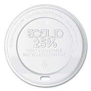 Eco-Products EcoLid 25% Recycled Content Hot Cup Lid, Fits 10 oz to 20 oz Hot Cups, Plastic, White, 100/Pack, 10 Packs/Carton (EPHL16WR)