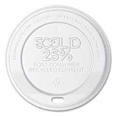 Eco-Products EcoLid 25% Recycled Content Hot Cup Lid, Fits 10 oz to 20 oz Hot Cups, Plastic, White, 100/Pack, 10 Packs/Carton (EPHL16WR)