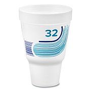 Dart Breeze Hot/Cold Insulated Foam Drinking Cups, Squat Pedestal Cup, 32 oz, Teal/White/Blue, 500/Carton (32AJ32B)