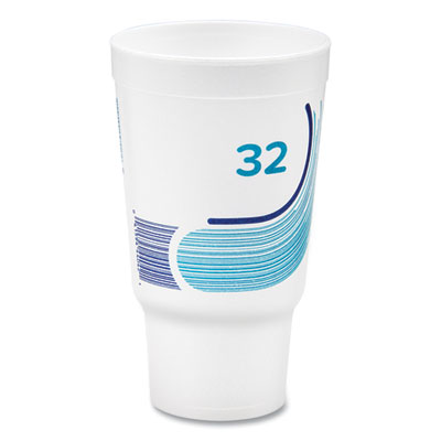 Dart Breeze Hot/Cold Insulated Foam Drinking Cups, Pedestal Cup, 32 oz, Teal/White/Blue, 400/Carton (32AJ20B)