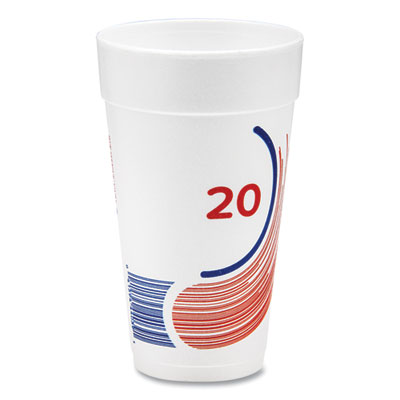 Dart Breeze Hot/Cold Insulated Foam Drinking Cups, 20 oz, Red/White/Blue, 500/Carton (20J16B)