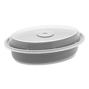 Pactiv Evergreen Newspring VERSAtainer Microwavable Containers, Oval, 12 oz, 6.8 x 4.8 x 1.45, Black/Clear, Plastic, 150/Carton (OC12B)