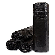 Inteplast Group Low-Density Commercial Can Liners, 60 gal, 1.2 mil, 38" x 58", Black, Interleaved Roll, 10 Bags/Roll, 10 Rolls/Carton (ECI385812K)