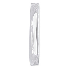 SOLO Regal Mediumweight Cutlery, Individually Wrapped, Knife, Plastic, White, 1,000/Carton (MOW20007)