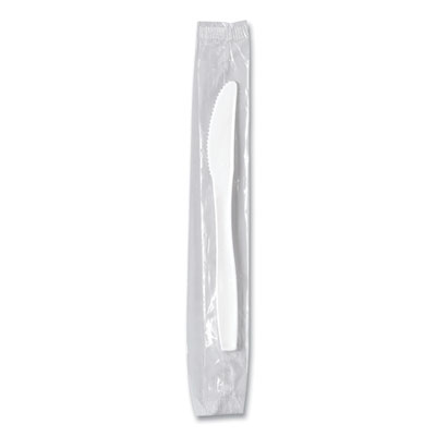 SOLO Regal Mediumweight Cutlery, Individually Wrapped, Knife, Plastic, White, 1,000/Carton (MOW20007)