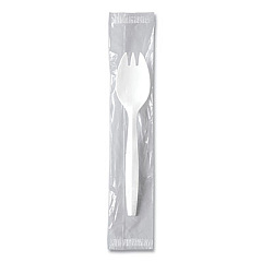 SOLO Regal Mediumweight Cutlery, Individually Wrapped, Spork, Plastic, White, 1,000/Carton (MOW60007)