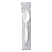 SOLO Regal Mediumweight Cutlery, Individually Wrapped, Spoon, Plastic, White, 1,000/Carton (MOW30007)