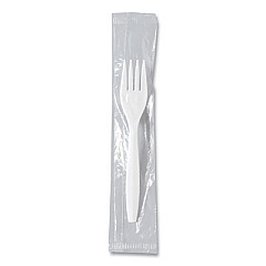 SOLO Regal Mediumweight Cutlery, Individually Wrapped, Fork, Plastic, White, 1,000/Carton (MOW10007)