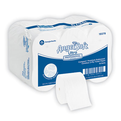 Georgia Pacific Professional Angel Soft ps Compact Coreless Premium Bathroom Tissue, 2-Ply, White, 660 Sheets/Roll, 18 Rolls/Carton (19379)