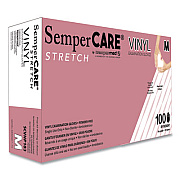 SemperCare Stretch Vinyl Examination Gloves, Powder-Free, Medium, 5 mil Thick, 9.45" Long, Cream, 100/Box (SCVNP103BX)