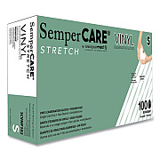 SemperCare Stretch Vinyl Examination Gloves, Powder-Free, Small, 5 mil Thick, 9.45" Long, Cream, 100/Box, 10 Boxes/Carton (SCVNP102)