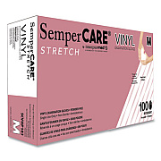 SemperCare Stretch Vinyl Examination Gloves, Powder-Free, Medium, 5 mil Thick, 9.45" Long, Cream, 100/Box, 10 Boxes/Carton (SCVNP103)