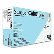 SemperCare Latex Examination Gloves, Powder-Free, Large, 5 mil Thick, 9.45" Long, Cream, 100/Box (SCLT104BX)