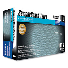 SemperGuard Latex Gloves, Powdered, Large, 4 mil Thick, 9.45" Long, Cream, 100/Box, 10 Boxes/Carton (INDPS104)