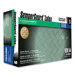 SemperGuard Latex Powdered Gloves, Small, 4 mil Thick, 9.45" Long, Cream, 100/Box (INDPS102BX)