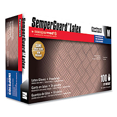 SemperGuard Latex Powdered Gloves, Medium, 4 mil Thick, 9.45" Long, Cream, 100/Box (INDPS103BX)