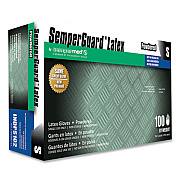SemperGuard Latex Gloves, Powdered, Small, 4 mil Thick, 9.45" Long, Cream, 100/Box, 10 Boxes/Carton (INDPS102)