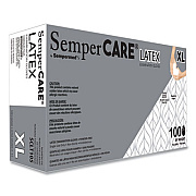 SemperCare Latex Examination Gloves, Powder-Free, X-Large, 5 mil Thick, 9.45" Long, Cream, 100/Box, 10 Boxes/Carton (SCLT105)