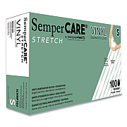 SemperCare Stretch Vinyl Examination Gloves, Powder-Free, Small, 5 mil Thick, 9.45" Long, Cream, 100/Box (SCVNP102BX)