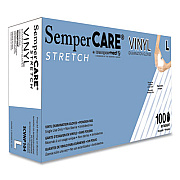 SemperCare Stretch Vinyl Examination Gloves, Powder-Free, Large, 5 mil Thick, 9.45" Long, Cream, 100/Box (SCVNP104BX)