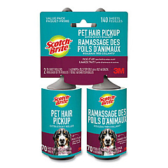 Scotch-Brite Pet Hair Pickup Lint Roller, 70 Sheets/Roll, 2/Pack (839RS70TP)