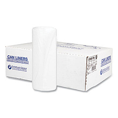 Inteplast Group High-Density Commercial Can Liners, 60 gal, 17 mic, 38" x 60", Clear, Interleaved Roll, 25 Bags/Roll, 8 Rolls/Carton (S386017N)