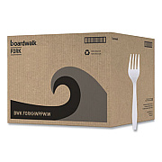 Boardwalk Heavyweight Wrapped Polypropylene Cutlery, Fork, Plastic, White, 1,000/Carton (FORKHWPPWIW)