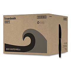 Boardwalk Heavyweight Polystyrene Cutlery, Knife, Plastic, Black, 1,000/Carton (KNIFEHWBLA)