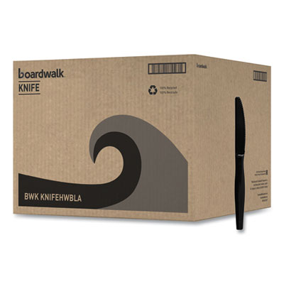 Boardwalk Heavyweight Polystyrene Cutlery, Knife, Plastic, Black, 1,000/Carton (KNIFEHWBLA)