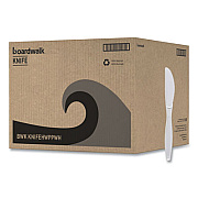 Boardwalk Heavyweight Polypropylene Cutlery, Knife, Plastic, White, 1,000/Carton (KNIFEHWPPWH)