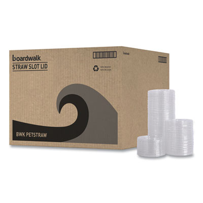 Boardwalk PET Cold Cup Lids, Fits 14 oz to 24 oz Cold Cups, Plastic, Clear, 100/Sleeve, 10 Sleeves/Carton (PETSTRAW)