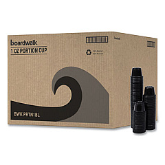 Boardwalk Souffle/Portion Cups, 1 oz, Plastic, Black, 125/Sleeve, 20 Sleeves/Carton (PRTN1BL)