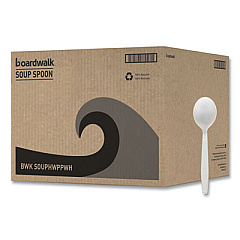 Boardwalk Heavyweight Polypropylene Cutlery, Soup Spoon, Plastic, White, 1,000/Carton (SOUPHWPPWH)