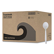 Boardwalk Mediumweight Polystyrene Cutlery, Soup Spoon, Plastic, White, 1,000/Carton
