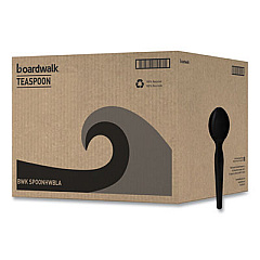 Boardwalk Heavyweight Polystyrene Cutlery, Spoon, Plastic, Black, 1,000/Carton (SPOONHWBLA)