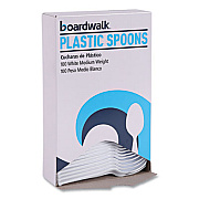 Boardwalk Mediumweight Polystyrene Cutlery, Spoon, Plastic, White, 100/Box (SPOONMWPSBX)