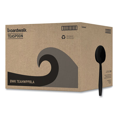 Boardwalk Heavyweight Polypropylene Cutlery, Spoon, Plastic, Black, 1,000/Carton (TEAHWPPBLA)
